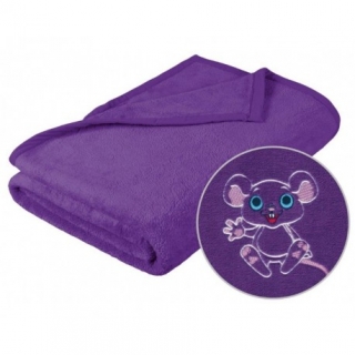 Mikro dětská deka fialová/výšivka
