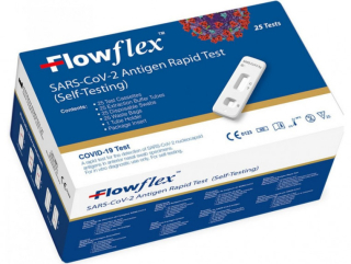 Antigenní výtěrový test COVID-19 FLOWFLEX 25 ks (25,4 Kč/ks) - Modré balení